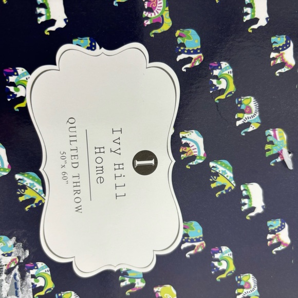 NWT Ivy Hill Throw Elephant Quilted Colorful Animal Print Kids Navy Size 50X60 - Picture 6 of 6